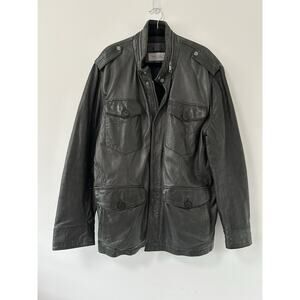 Marc New York Andrew Marc Mens Leather Full Zipper Jacket Black Size Large